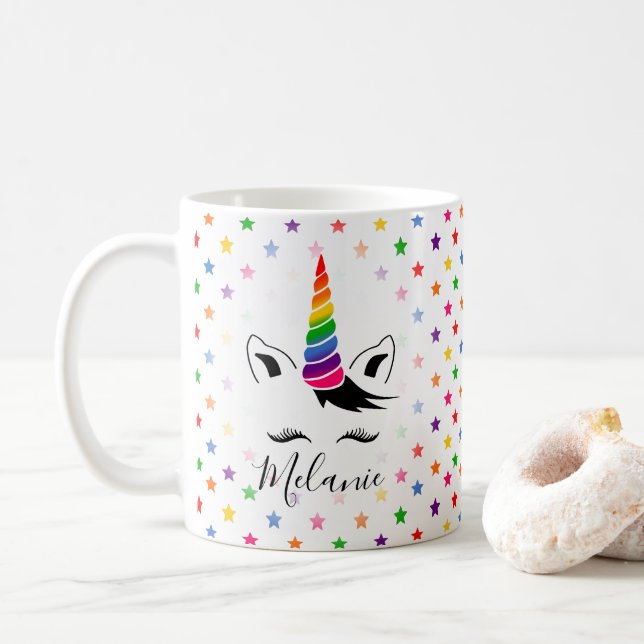 Glam Rainbow Unicorn Coffee Mug (With Donut)