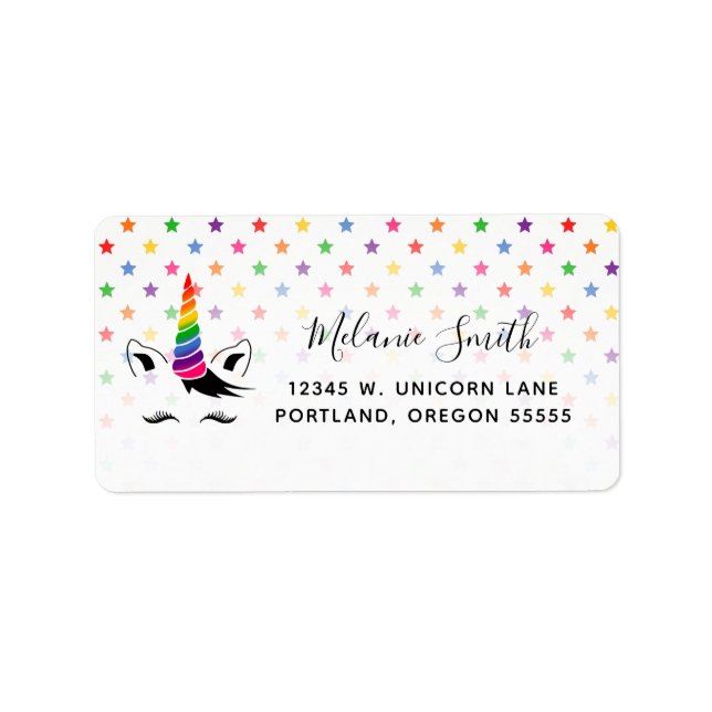 Glam Rainbow Unicorn Label (Front)