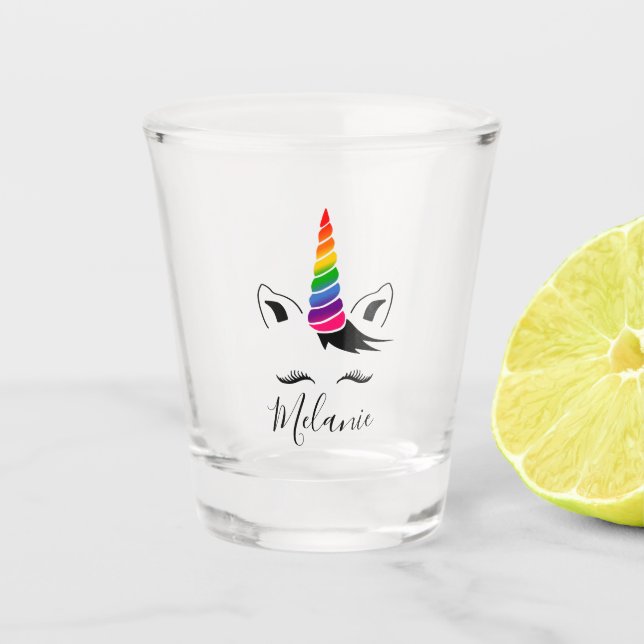 Glam Rainbow Unicorn Shot Glass (Front)