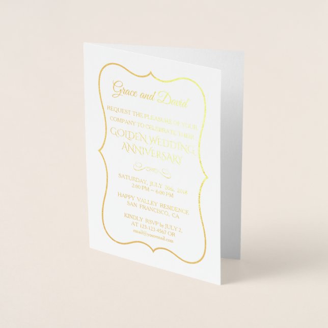 Glam Real Gold Foil 50th Wedding Anniversary Card (Front)