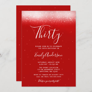 Glam Red 30th Birthday Invitation