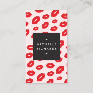 Glam Red and Pink Lip Print for Makeup Artists Business Card
