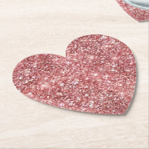 Glam Red Confetti Glitter Paper Coaster