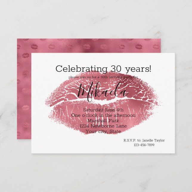 Glam Red Lips Invitation (Front/Back)