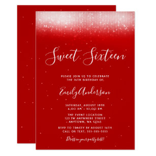 Glam Red Sweet 16 Invitation