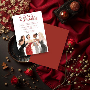Glam Red Vintage Moms & Bubbly Brunch TMF26 Invitation