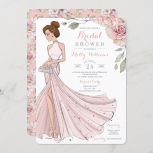 Glam Redhead Bride Bridal Shower Invitation