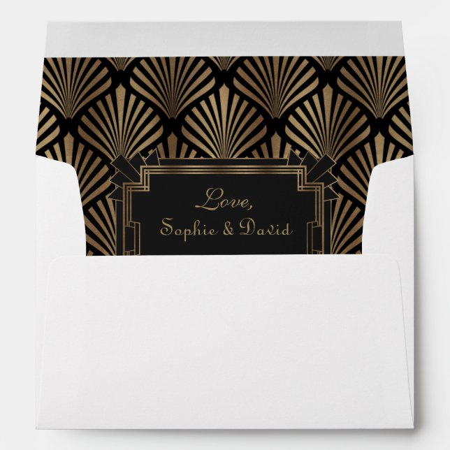 Glam Roaring 20's Great Gatsby Art Deco Wedding Envelopes (Back (Bottom))