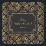 Glam Roaring 20's Great Gatsby Art Deco Wedding Square Sticker<br><div class="desc">Charming,  Vintage card design featuring a Great Gatsby art deco style,  a Roaring 1920's old Hollywood,  with faux gold foil overlay and gorgeous fonts. Use Customise tool to add your information. For more,  visit please,  my Glam Great Gatsby Art Deco Wedding collection.</div>
