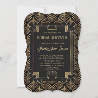 Glam Roaring 20's Great Gatsby Bridal Shower Invitation