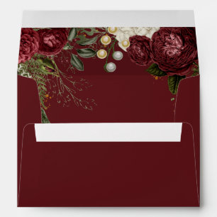 Glam Rose Burgundy Floral  Envelope