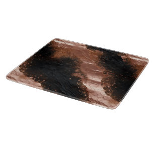 Glam Rose Gold Black Cutting Board