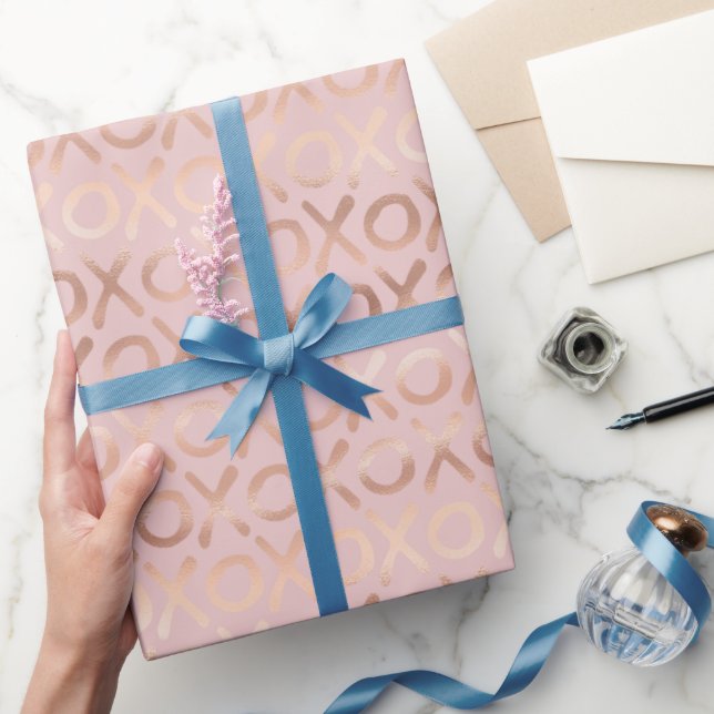 Glam Rose Gold Blush XOXO Wrapping Paper (Gifting)
