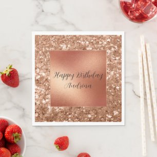 Glam Rose Gold Chunky Glitter Napkin