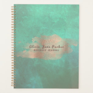 Glam Rose Gold Copper Foil Green   Luxury Elegant Planner