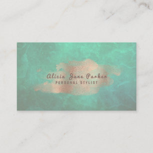 Glam Rose Gold Copper Foil Green Personal Stylist Business Card