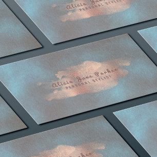 Glam Rose Gold Copper Foil Navy   Personal Stylist Business Card