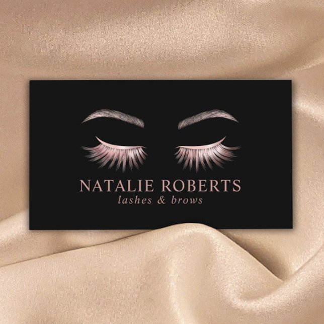 Glam Rose Gold Eyelash Extensions Beauty Salon Business Card (Creator Uploaded)