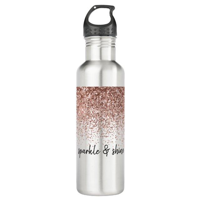 Glam Rose Gold Glitter 710 Ml Water Bottle (Front)