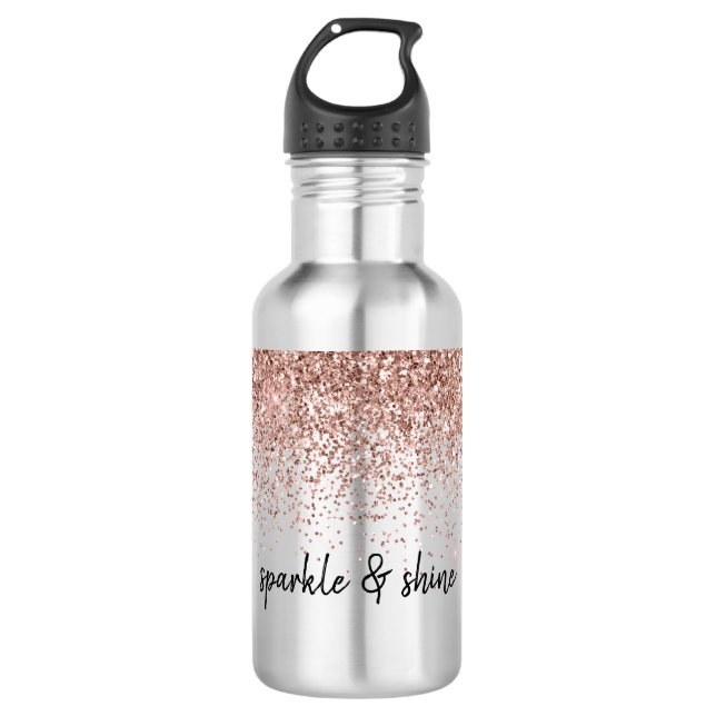 Glam Rose Gold Glitter 710 Ml Water Bottle (Front)