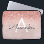Glam Rose Gold Glitter and Sparkle Monogram Laptop Sleeve<br><div class="desc">Glam Rose Gold Ombre Faux Glitter and Sparkle Modern and Elegant Monogram Case. This case can be customised to include your initial and first name.</div>