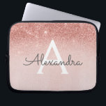 Glam Rose Gold Glitter and Sparkle Monogram Laptop Sleeve<br><div class="desc">Glam Rose Gold Ombre Faux Glitter and Sparkle Modern and Elegant Monogram Case. This case can be customised to include your initial and first name.</div>
