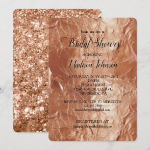 Glam Rose Gold Glitter Bridal Shower Invitation