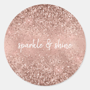 Glam Rose Gold Glitter Classic Round Sticker