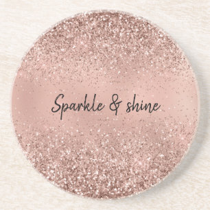 Glam Rose Gold Glitter Coaster