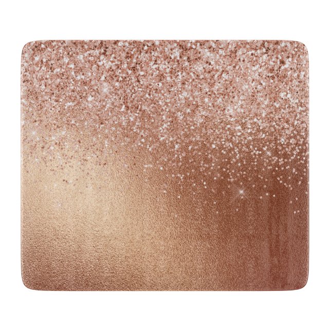 Glam Rose Gold Glitter  Cutting Board (Front)