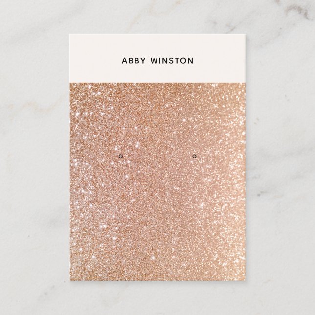 Glam Rose Gold Glitter Earring Display Business Card (Front)