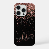 Glam Rose Gold Glitter Elegant Monogram Case-Mate