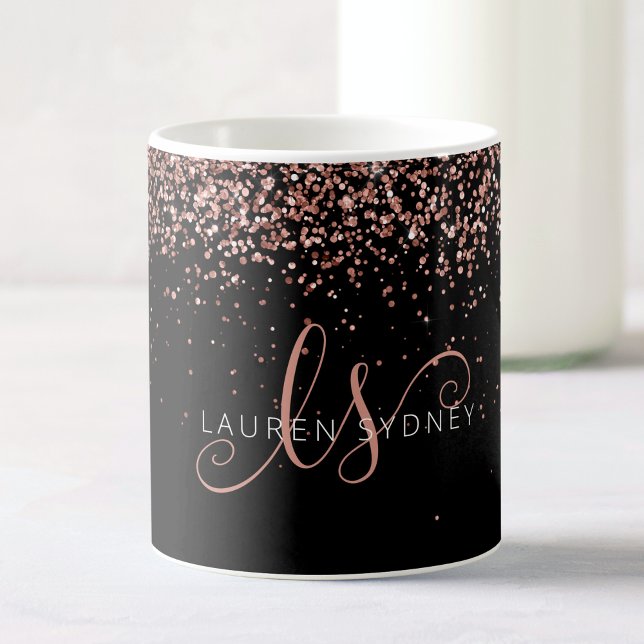 Glam Rose Gold Glitter Elegant Monogram Coffee Mug (Creator Uploaded)