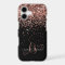 Glam Rose Gold Glitter Elegant Monogram