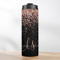 Glam Rose Gold Glitter Elegant Monogram