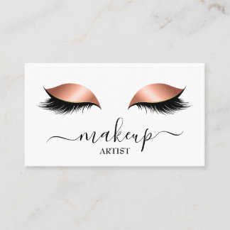 Glam Rose Gold Glitter Lashes Makeup Artist Salon Business Card