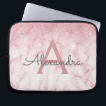 Glam Rose Gold Glitter Marble Sparkle Monogram Laptop Sleeve<br><div class="desc">Glam Rose Gold Ombre Faux Glitter and Sparkle Marble Stone Modern and Elegant Monogram Case. This case can be customised to include your initial and first name.</div>