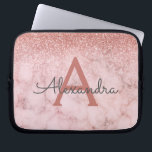 Glam Rose Gold Glitter Marble Sparkle Monogram Laptop Sleeve<br><div class="desc">Glam Rose Gold - Pink  Ombre Faux Glitter and Sparkle Marble Stone Modern and Elegant Monogram Case. This case can be customised to include your initial and first name.</div>