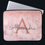Glam Rose Gold Glitter Marble Sparkle Monogram Laptop Sleeve<br><div class="desc">Glam Rose Gold - Pink  Ombre Faux Glitter and Sparkle Marble Stone Modern and Elegant Monogram Case. This case can be customised to include your initial and first name.</div>