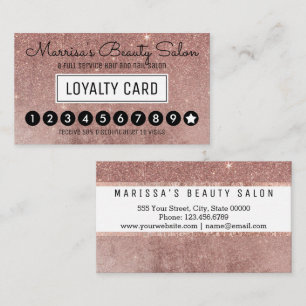 Glam Rose Gold Glitter Mesh Loyalty Discount Punch Card