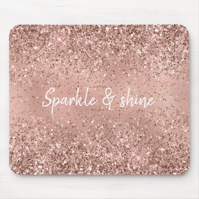 Glam Rose Gold Glitter Mouse Pad (Front)