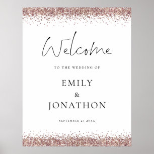 Glam Rose Gold Glitter Welcome to Wedding Poster