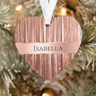 Glam Rose Gold Glitzy Sparkle Name Ornament