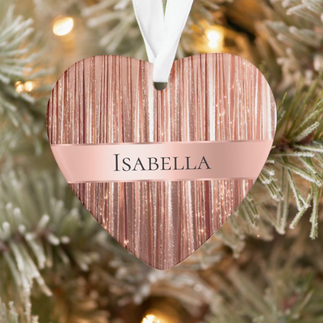 Glam Rose Gold Glitzy Sparkle Name Ornament (Tree)