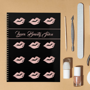 Glam Rose Gold Lips & Black Salon Appointment  Planner