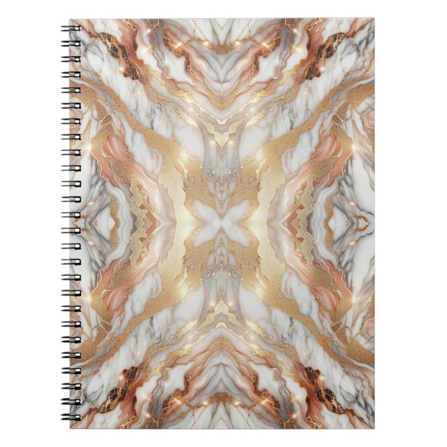 Glam Rose Gold Luxurious Trendy Marble Butterfly Notebook (Front)