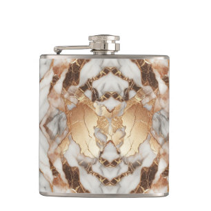 Glam Rose Gold Luxurious Trendy Marble Hip Flask