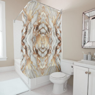 Glam Rose Gold Luxurious Trendy Marble Shower Curtain