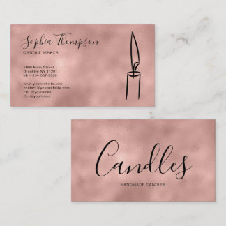 Glam Rose Gold Metallic Foil Handmade Candle Maker Business Card