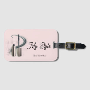 Glam Rose Gold Metallic Mascara Design Luggage Tag